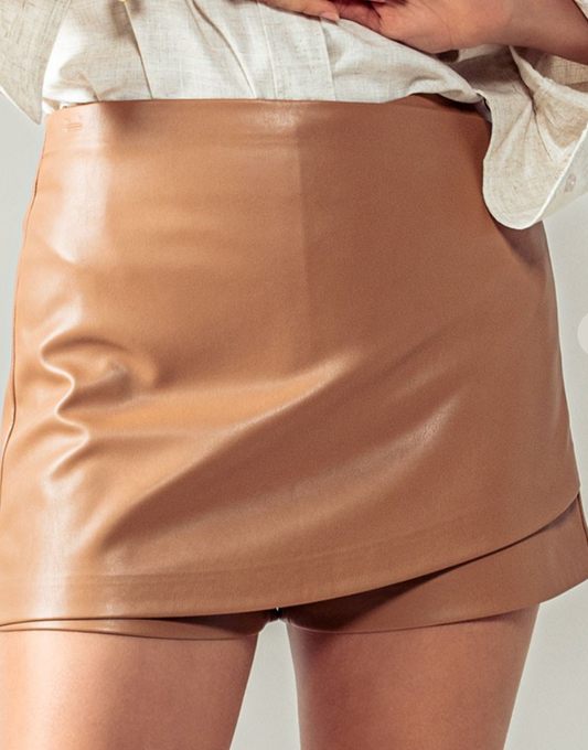 Adore You Faux Leather Skort