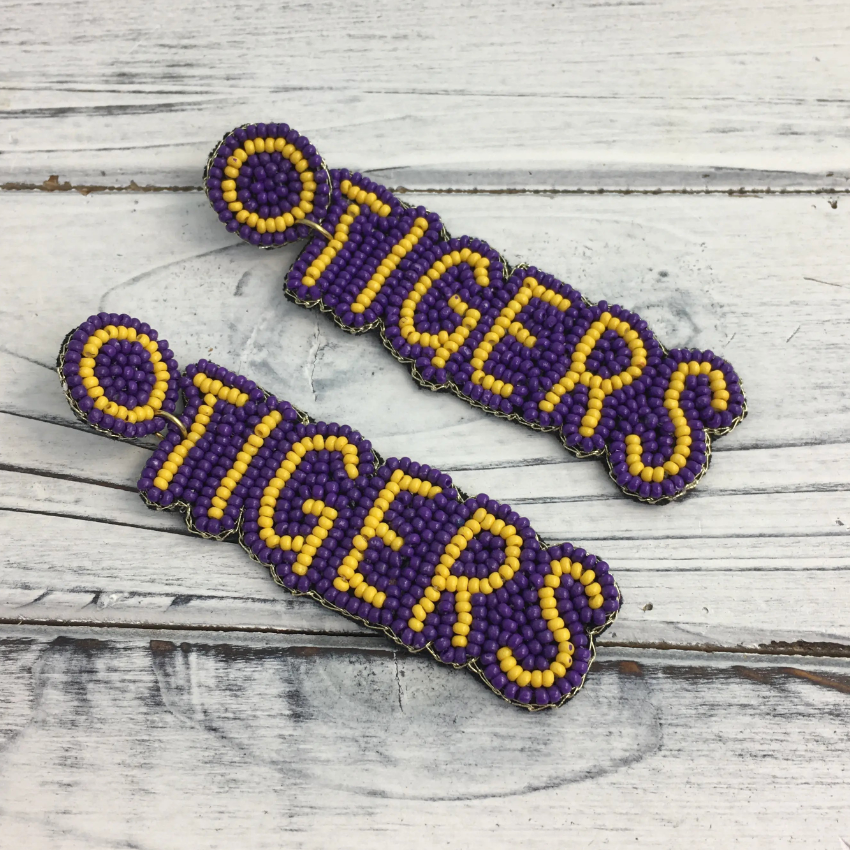 Beaded Tigers Earrings