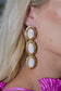 White and gold three circles stacked earrings 