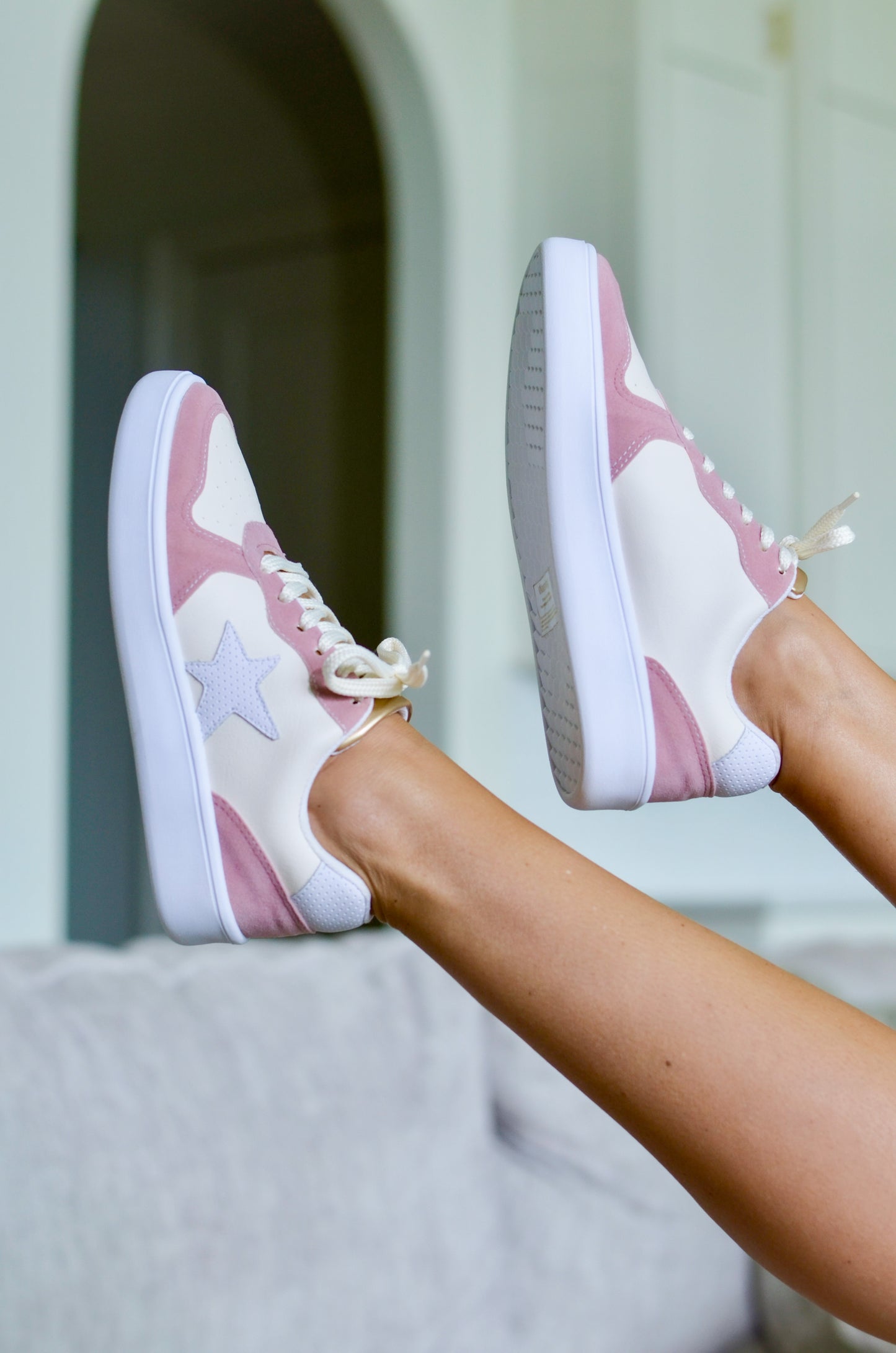 Light pink and cream sneakers with star on the side