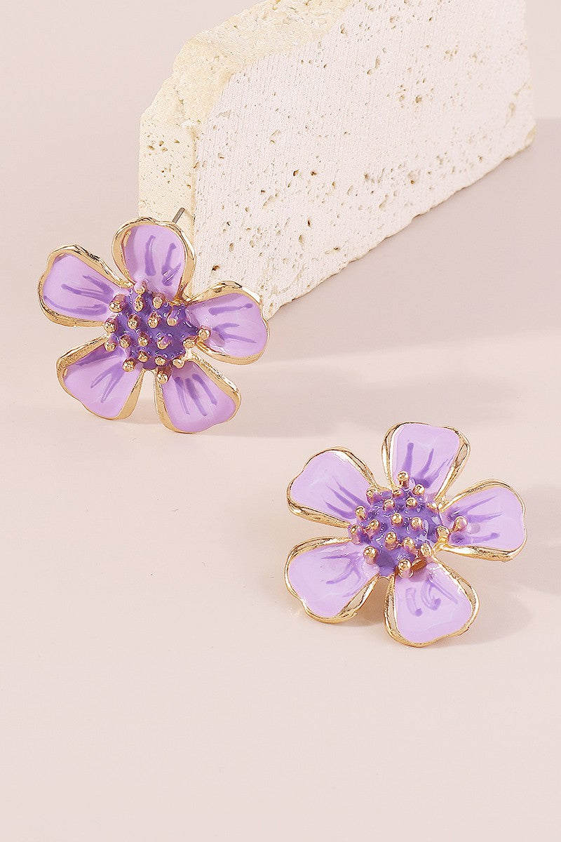 Flower Earrings in Purple 