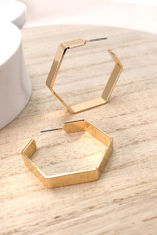 Hexagon Hoop Earrings