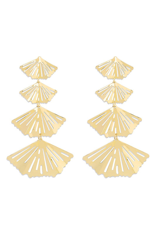 Layered Fan-Shaped Tassel Dangle Earrings