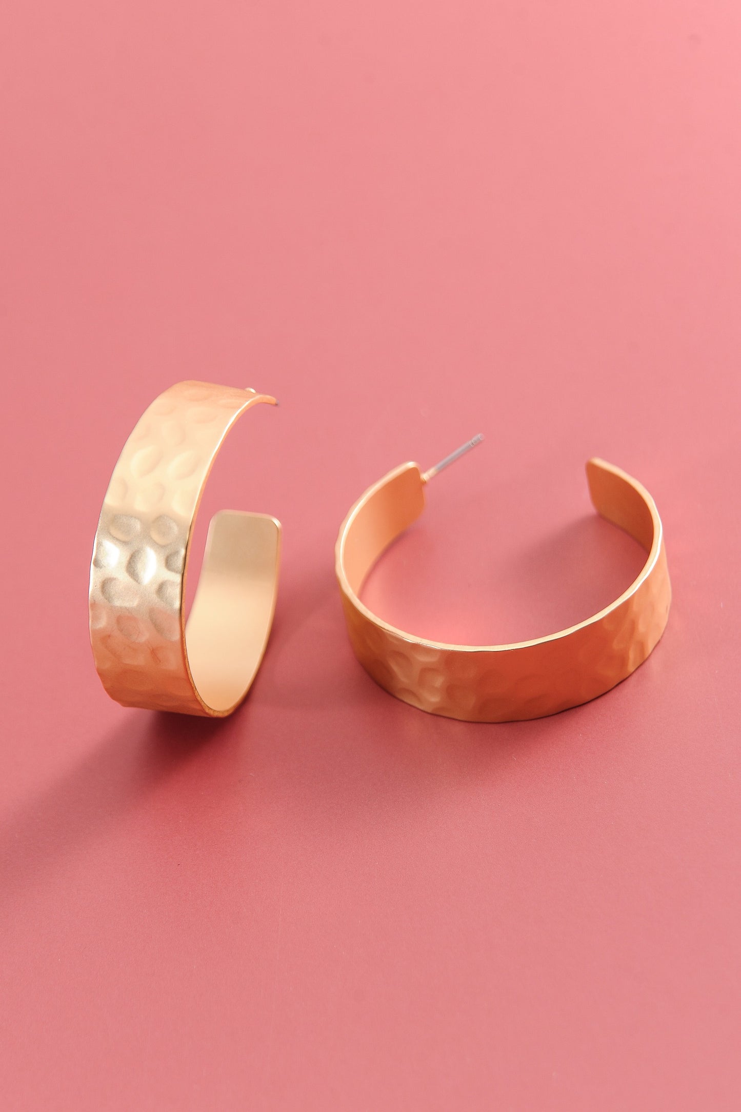 Matte Gold Hammered Hoop Earrings