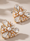 Pearl Rhinestone Triangle Stud with Earrings