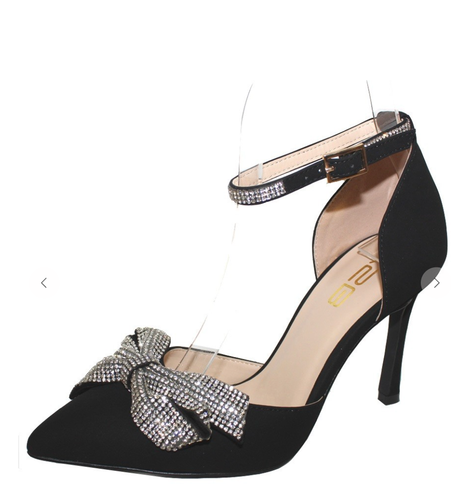 Rhinestone Bow Pointy Toe Heel